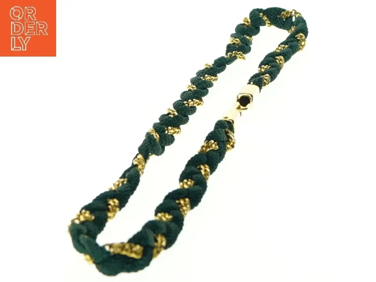 Billede 1 - Flettet armbånd med gulddetaljer (str. Længde, 85 cm. b. 1 cm)