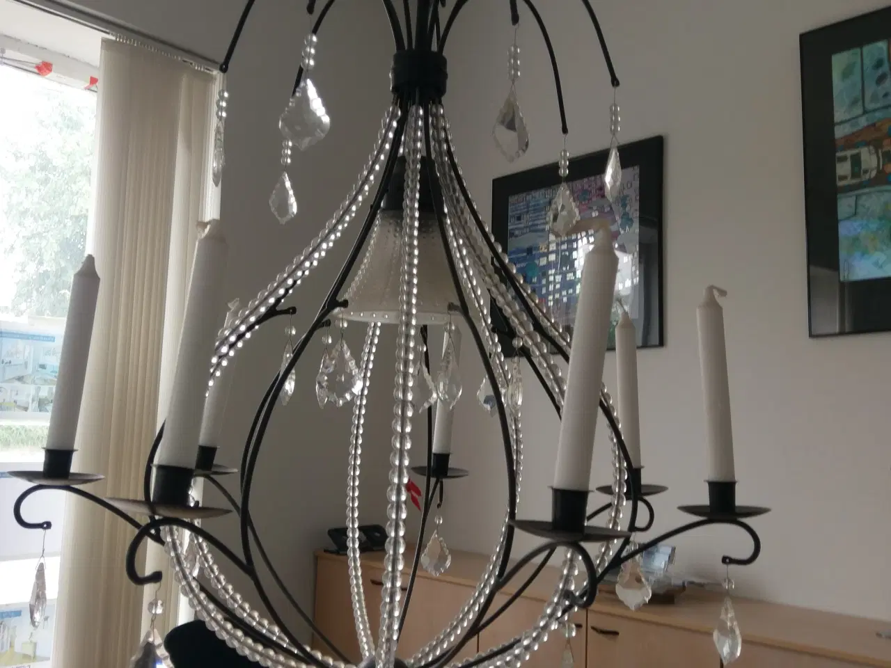 Billede 1 - Loftslampe til el og levende lys