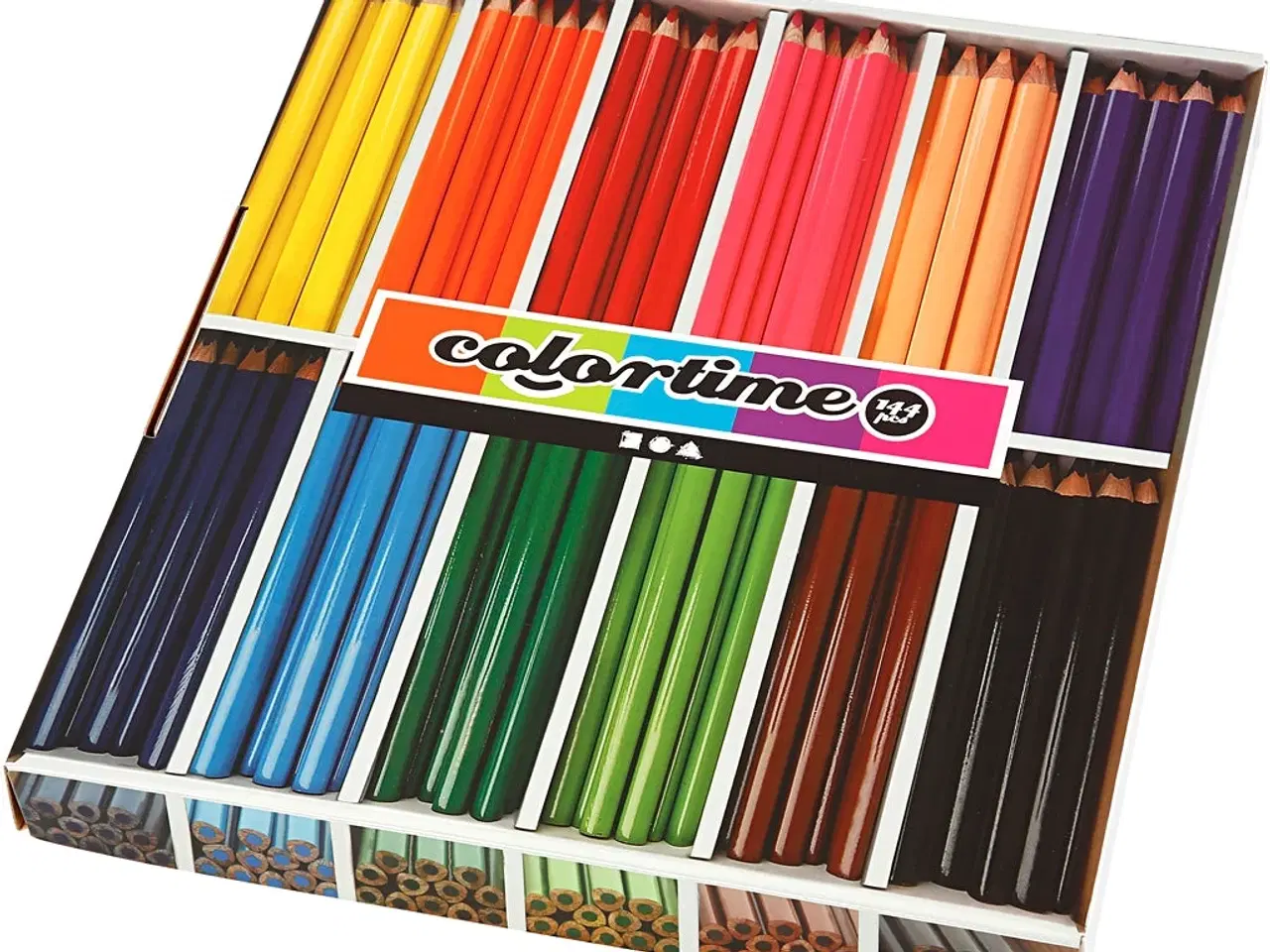 Billede 1 - Colortime Farveblyanter, L: 17,45 cm, mine 5 mm, JUMBO, ass. farver, 12x12stk./ 1 pk.