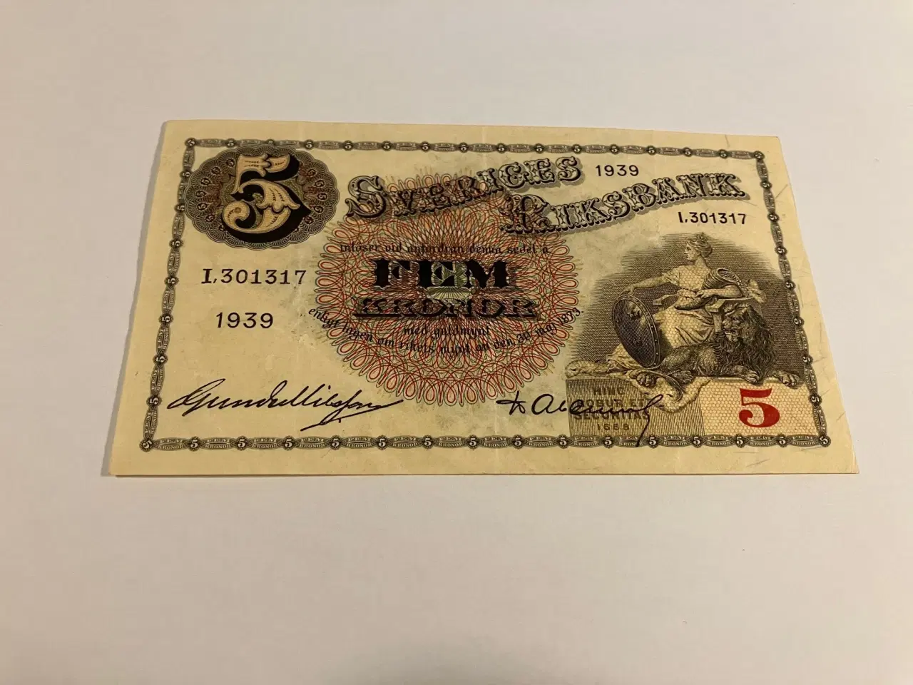 Billede 1 - 5 Kronor 1939 Sweden