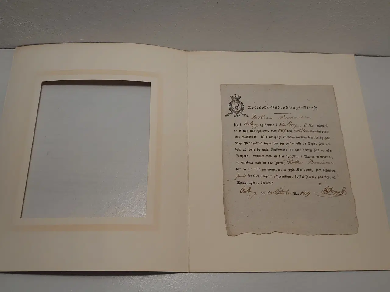 Billede 2 - Indpodningsattest for kokopper fra 1819