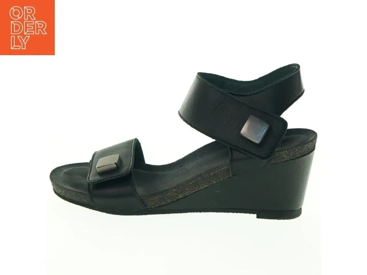 Billede 1 - Sorte kilehælsandaler fra Cashott (str. 38)