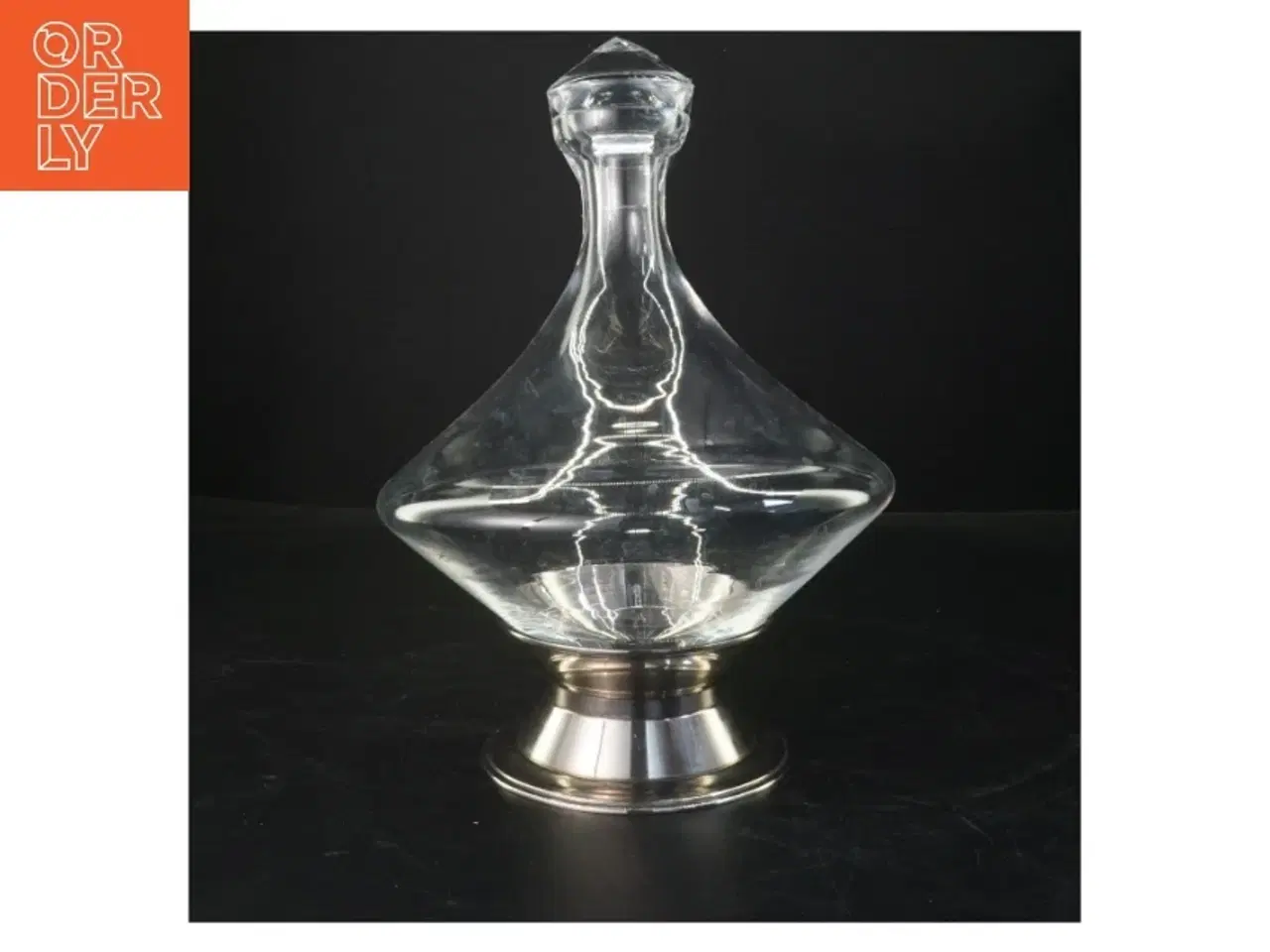 Billede 1 - Krystalglas vin karaffel med sølv fod (str. 27 cm)