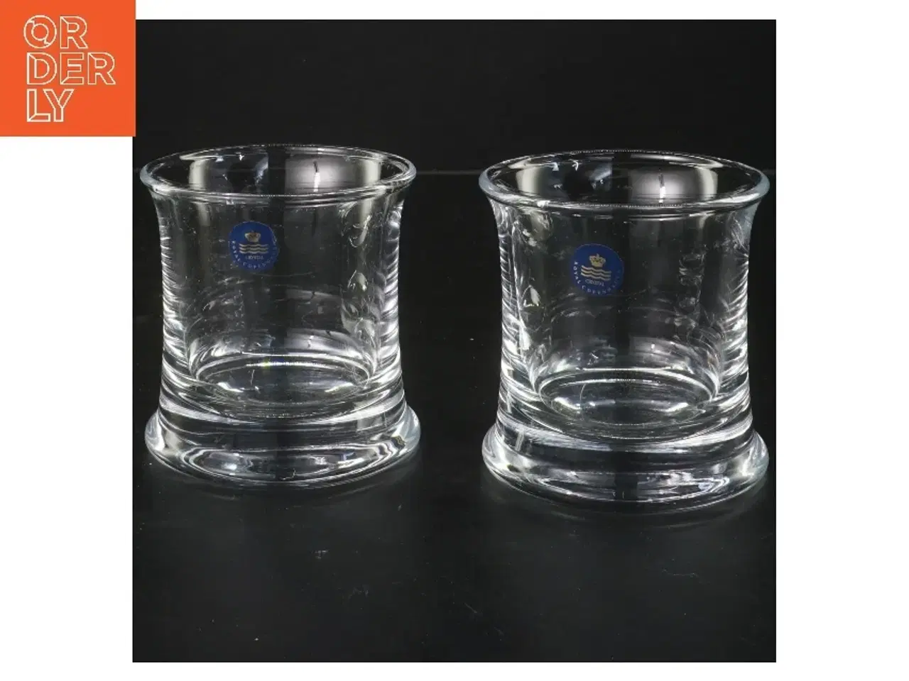 Billede 1 - Glas lysestager fra Royal Copenhagen (str. 2 stk Ø 9 cm længde 9,5 cm)