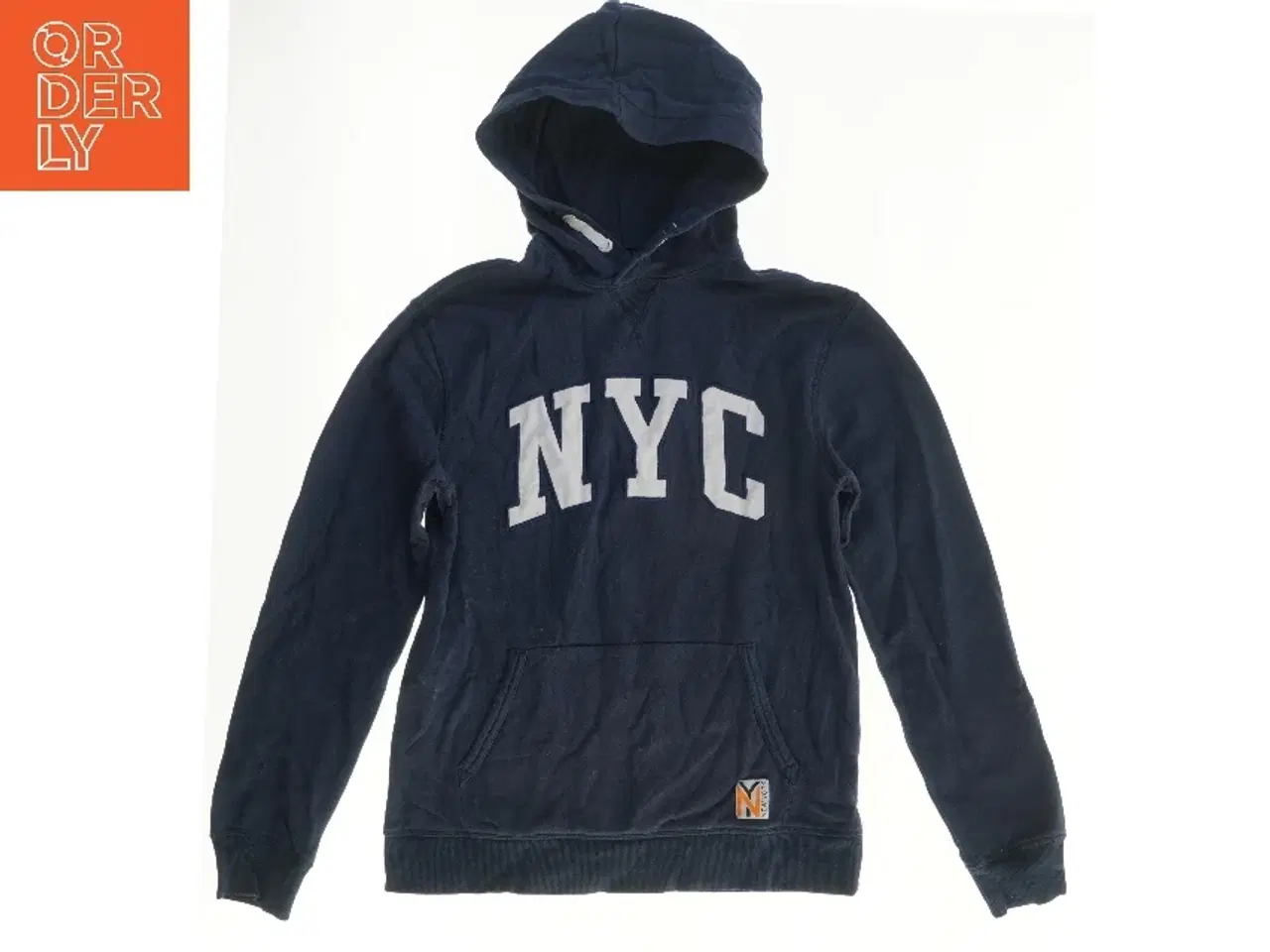 Billede 1 - Blå hættetrøje med NYC-tekst fra H&M (str. 158)