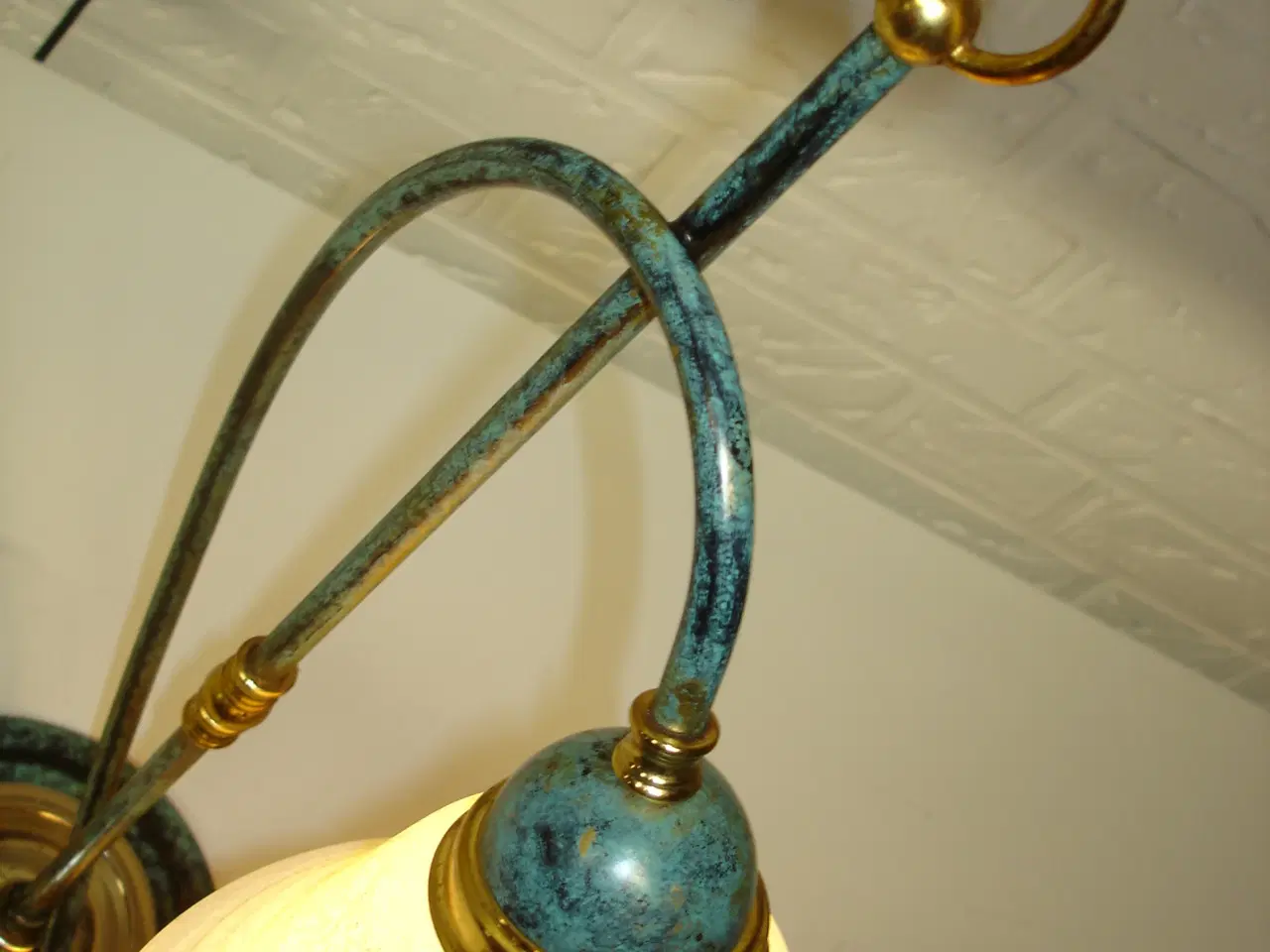 Billede 5 - Antik  Patineret skrivebordslampe (alt originalt )