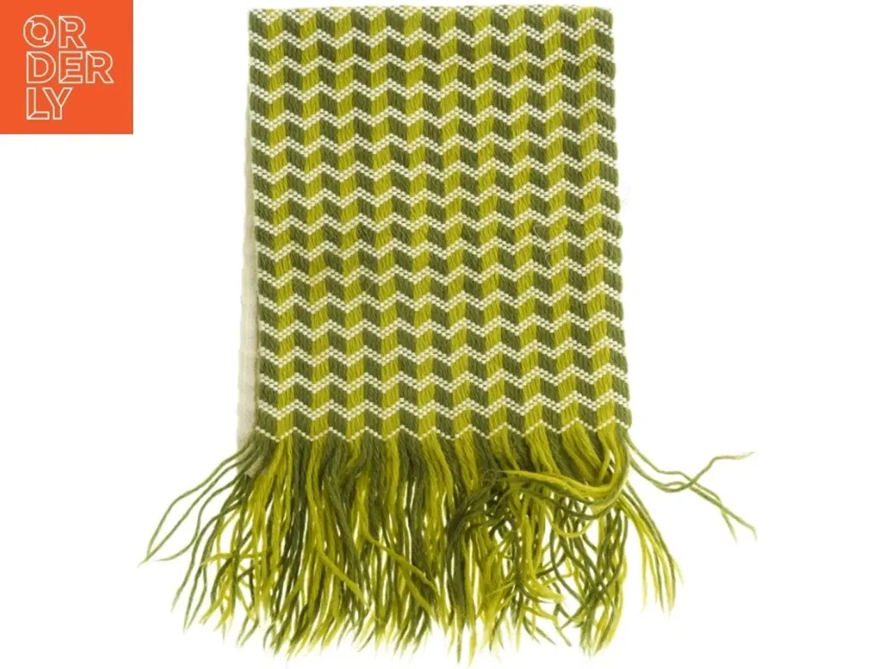 Billede 1 - Grøn og hvid vævet tørklæde (str. 77 x 31 cm)