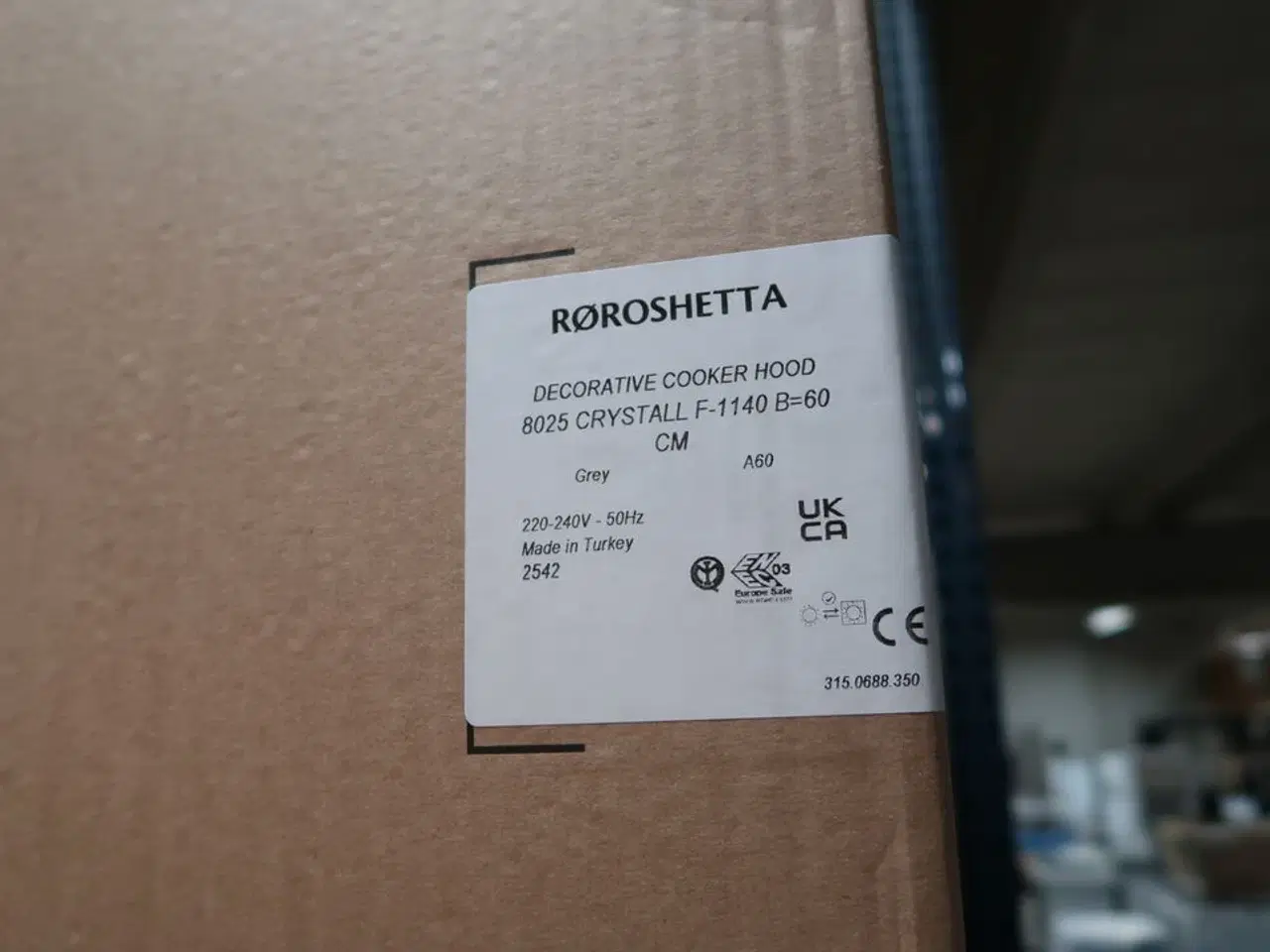 Billede 3 - Emhætte RØROSHETTA 8025 CRYSTALL F-1140