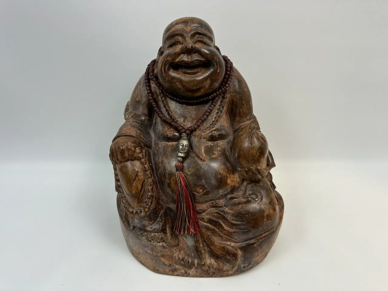 Billede 1 - Stor asiatisk Budda træfigur / træskulptur