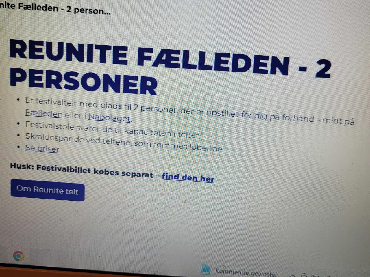 Billede 2 - Jelling MUSIKFESTIVA .Camping.Reunite Telt 2 Pers.