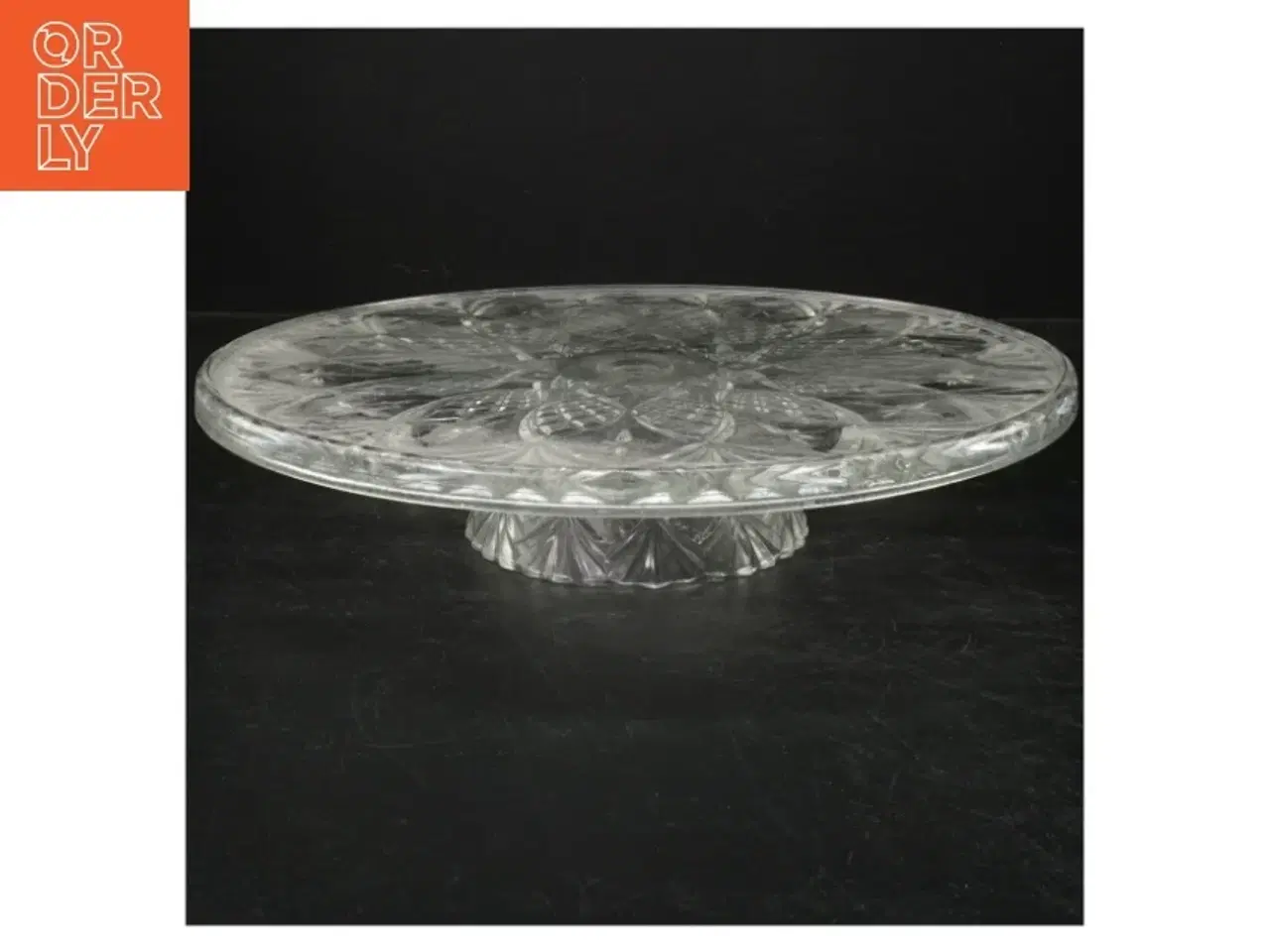 Billede 1 - Glas kagefad med mønster (str. Ø 30 cm)