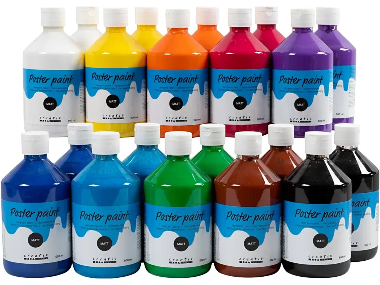 Billede 1 - Temperamaling Mat, 20x500ml - Ass. Farver til Kreativitet