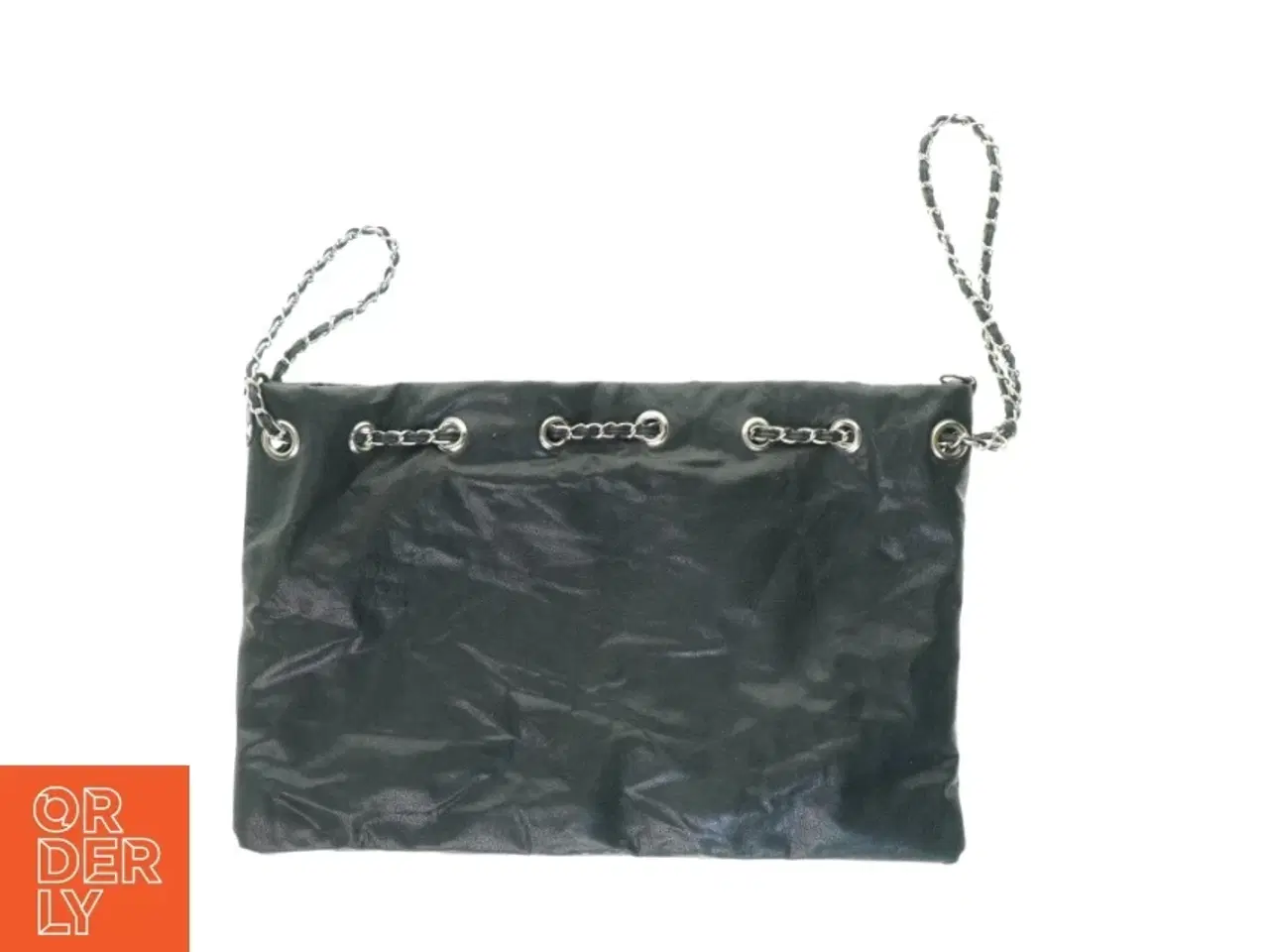 Billede 2 - Taske med sølv nitter og kæde (str. 50 x 30 cm)