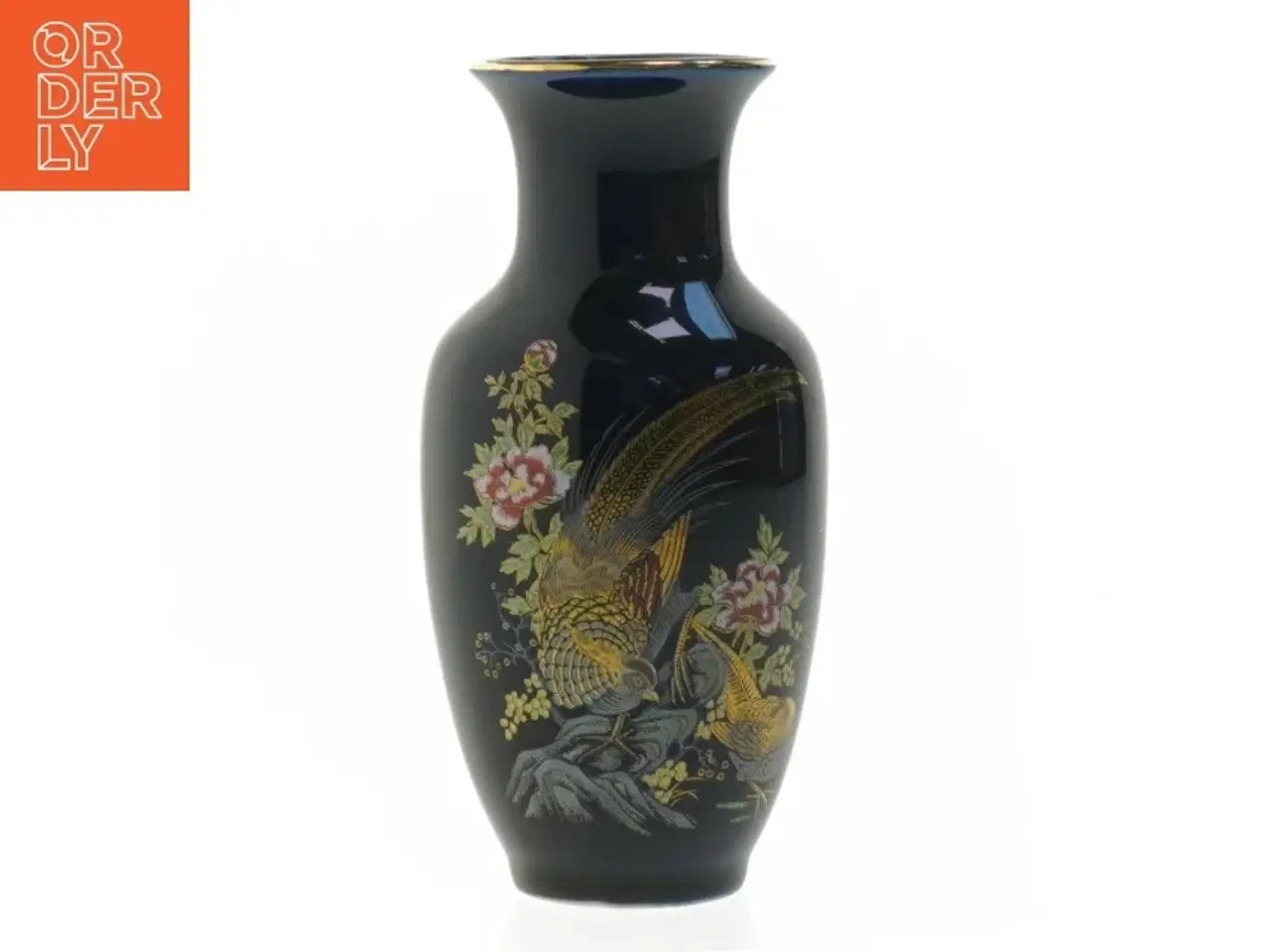 Billede 1 - Japansk vase med fuglemotiv (str. 16 cm)