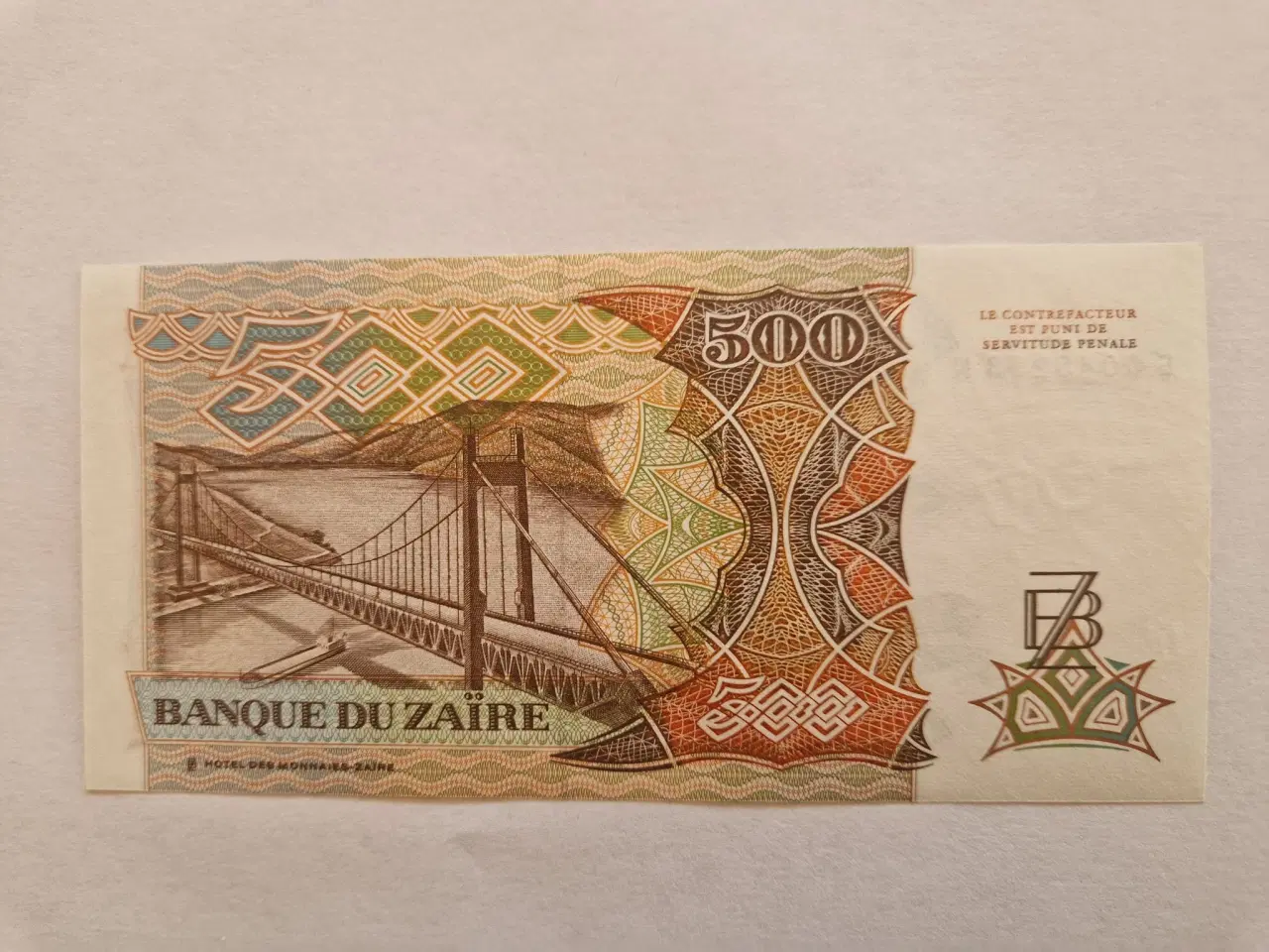 Billede 2 - 500 Zaires Zaire 1989