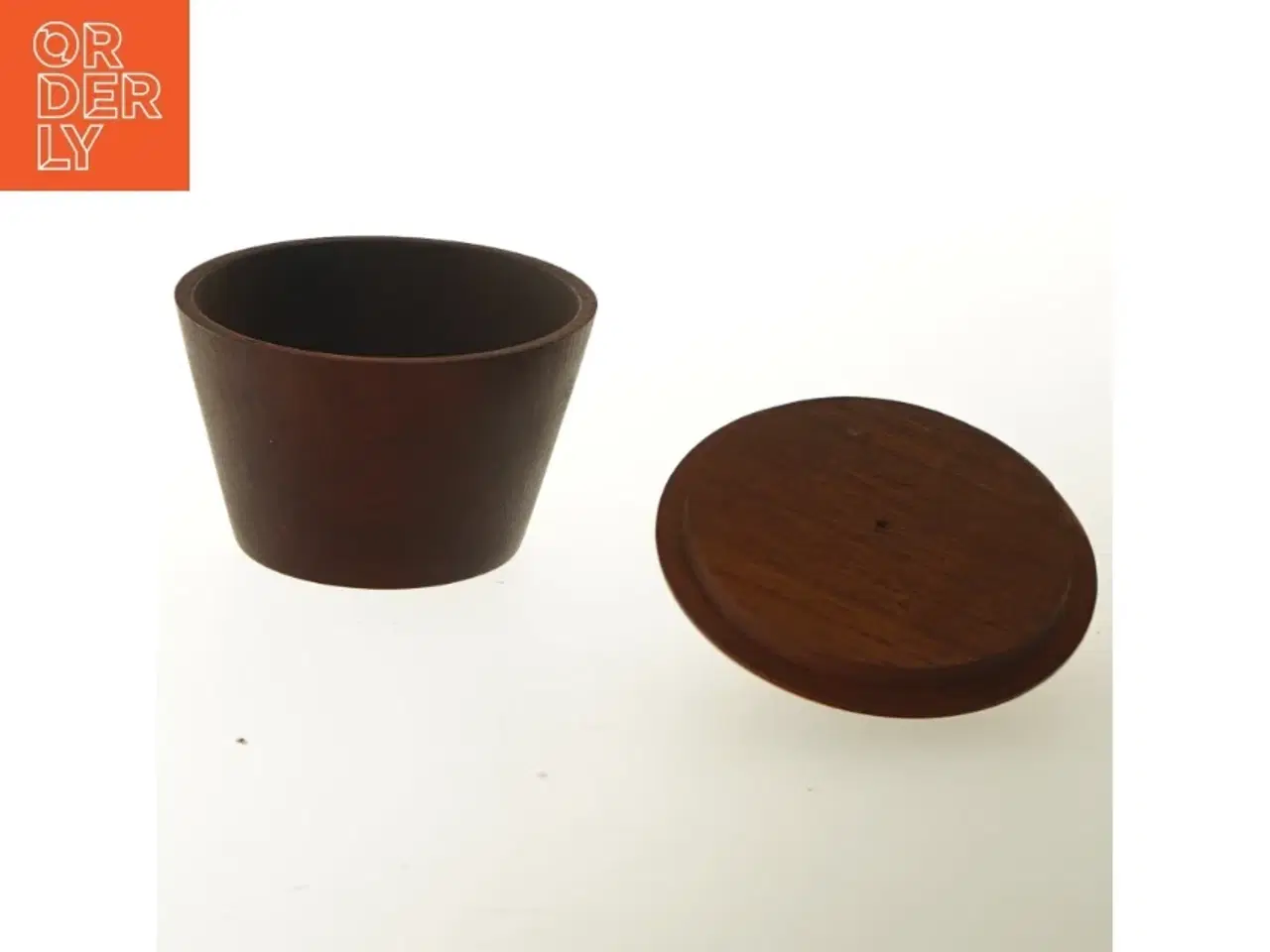 Billede 2 - Rund låg krukke i teak træ (str. Ø 13x11 cm)