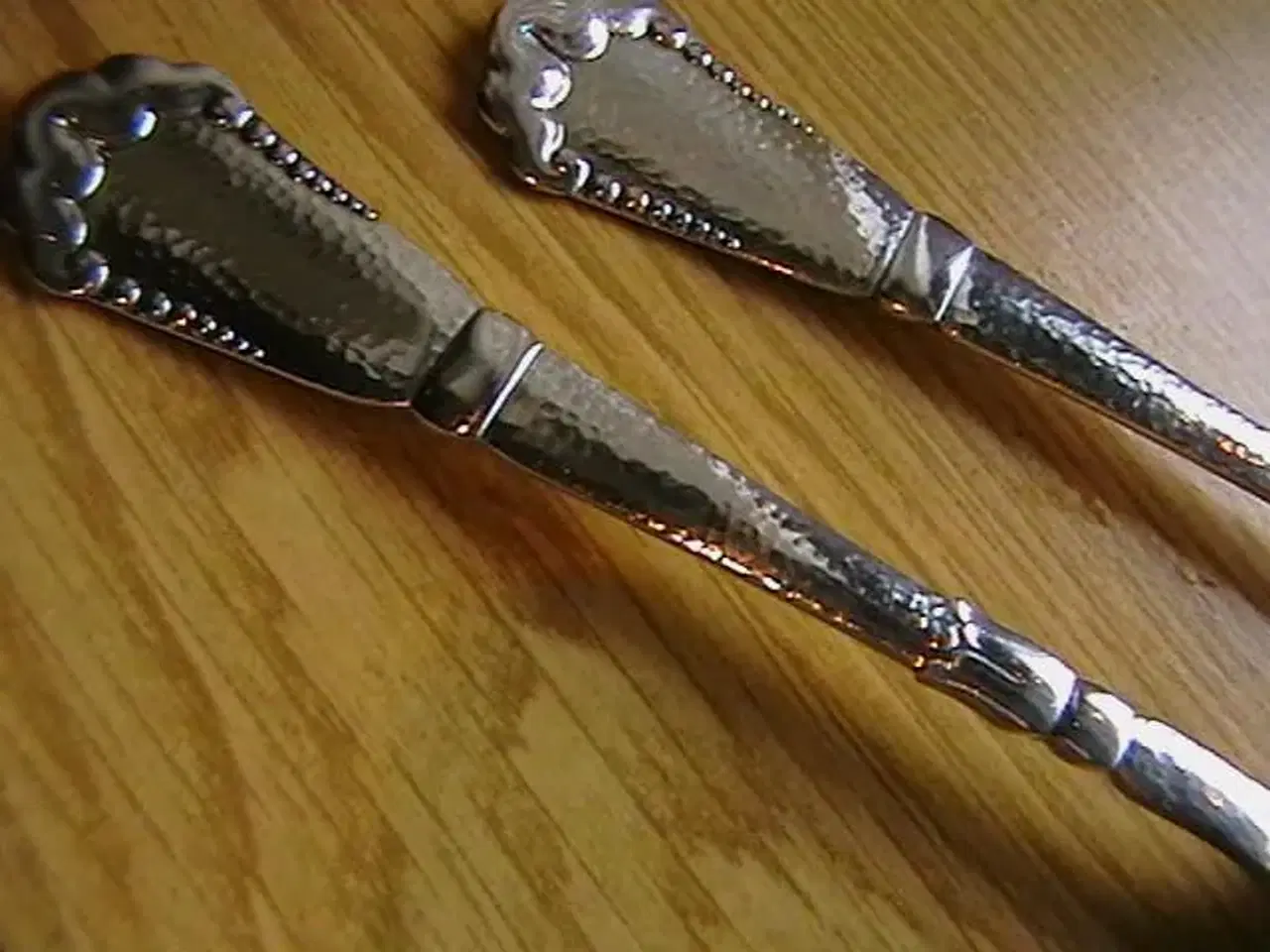 Billede 4 - Hammerslået sølvplet spiseske + gaffel