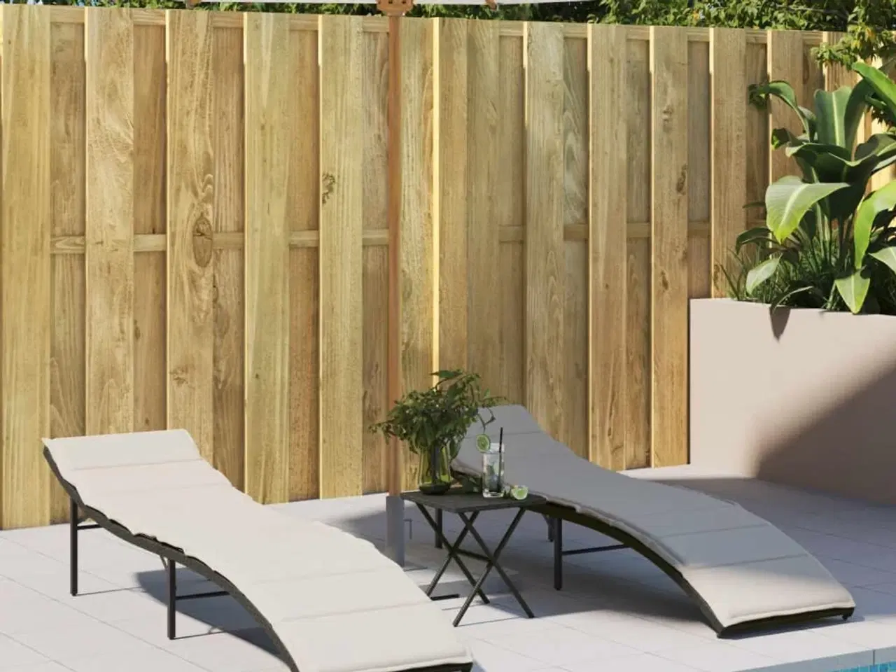 Billede 3 - Liggestole 2 stk. med bord polyrattan sort