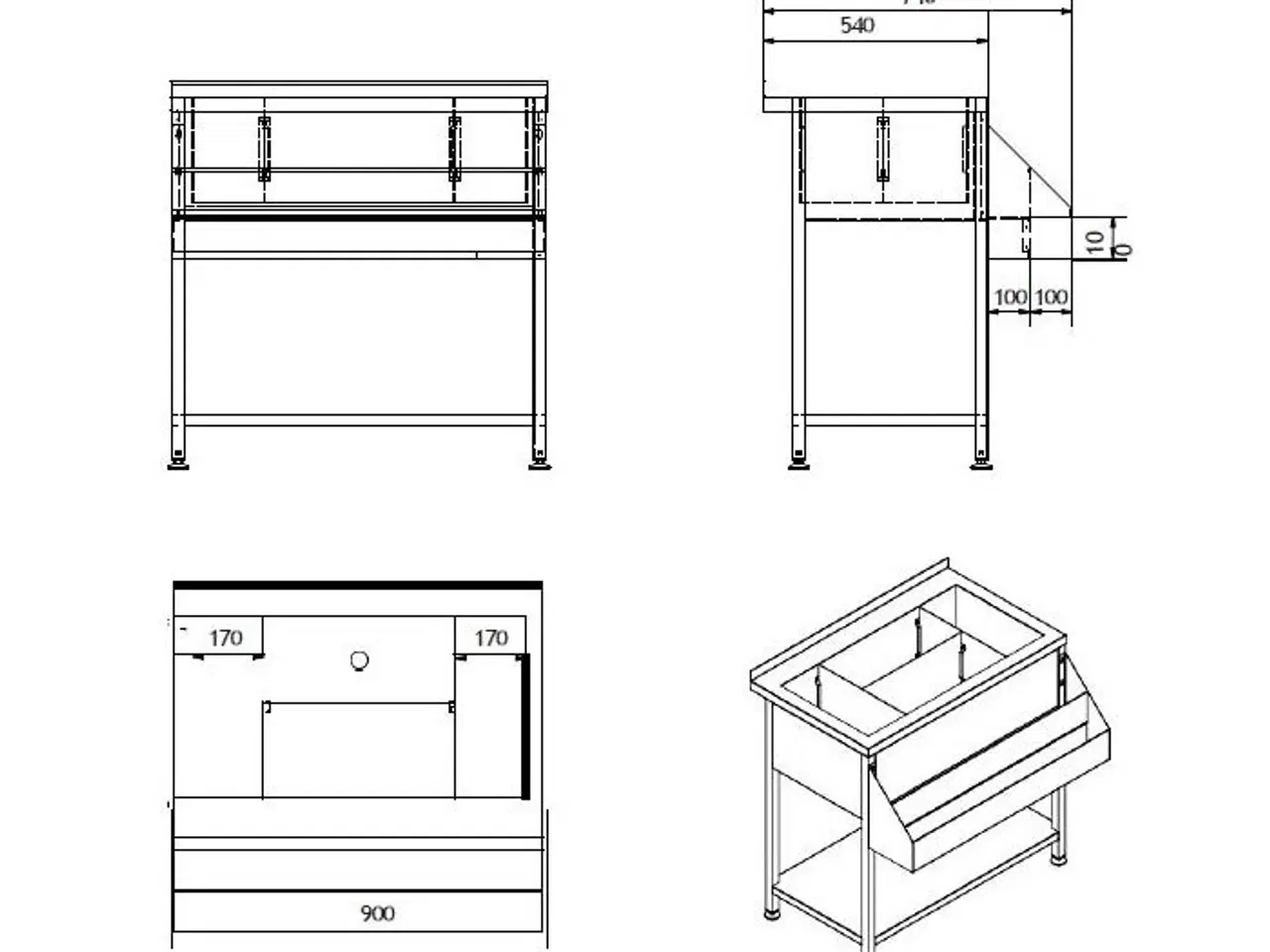 Billede 2 - Combisteel bardisk – 90 x 74 x 90 cm