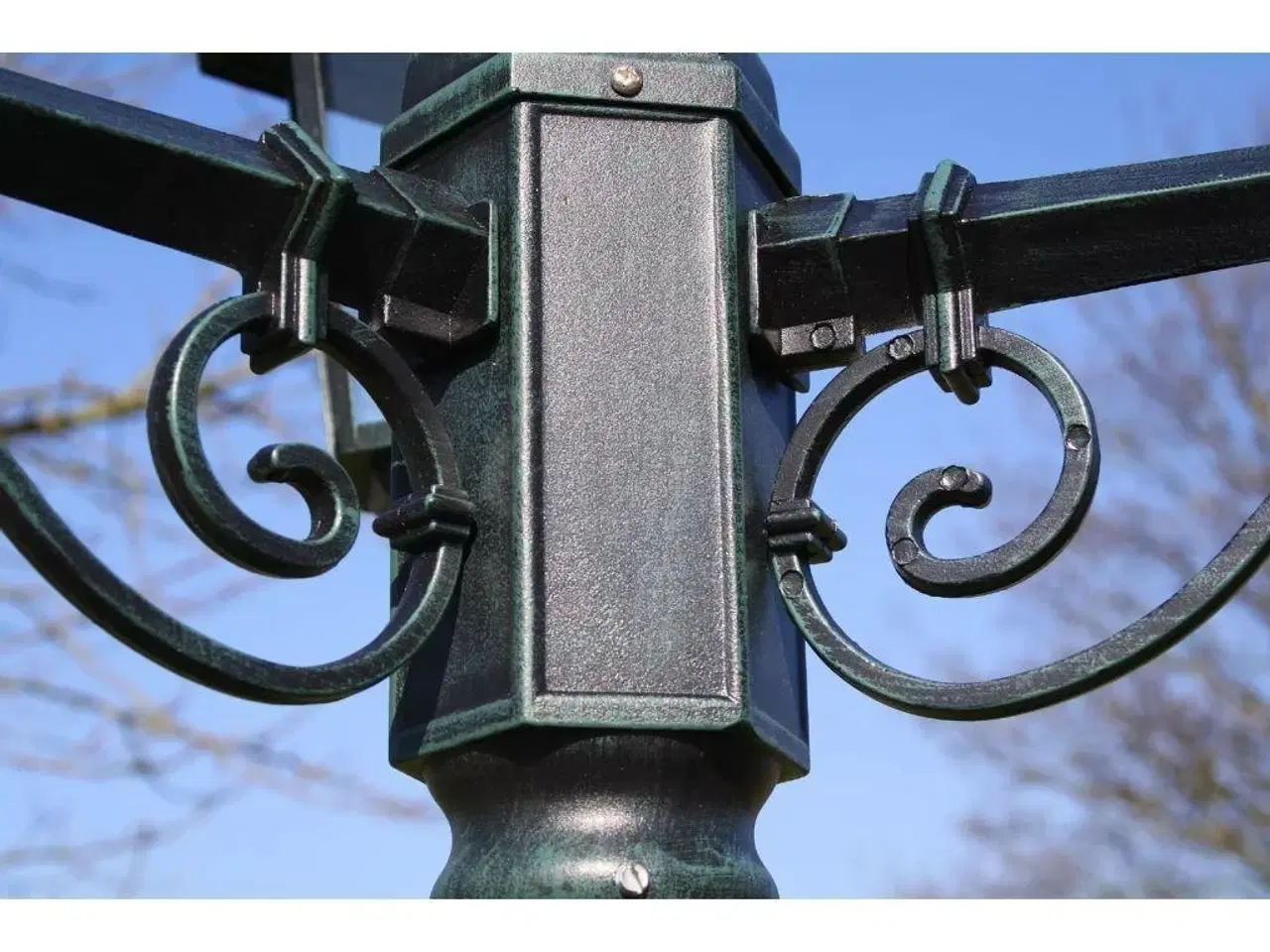 Billede 5 - Lygtepæl med 3 arme 215 cm aluminium mørkegrøn/sort