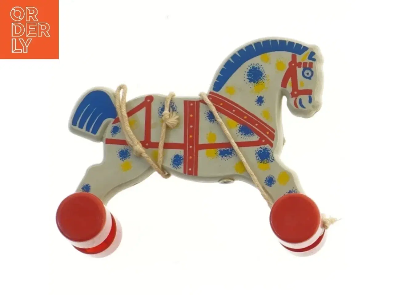 Billede 2 - 1950et Ver Hofa Træhest med snor og hjul (str. 17,5x15 cm)