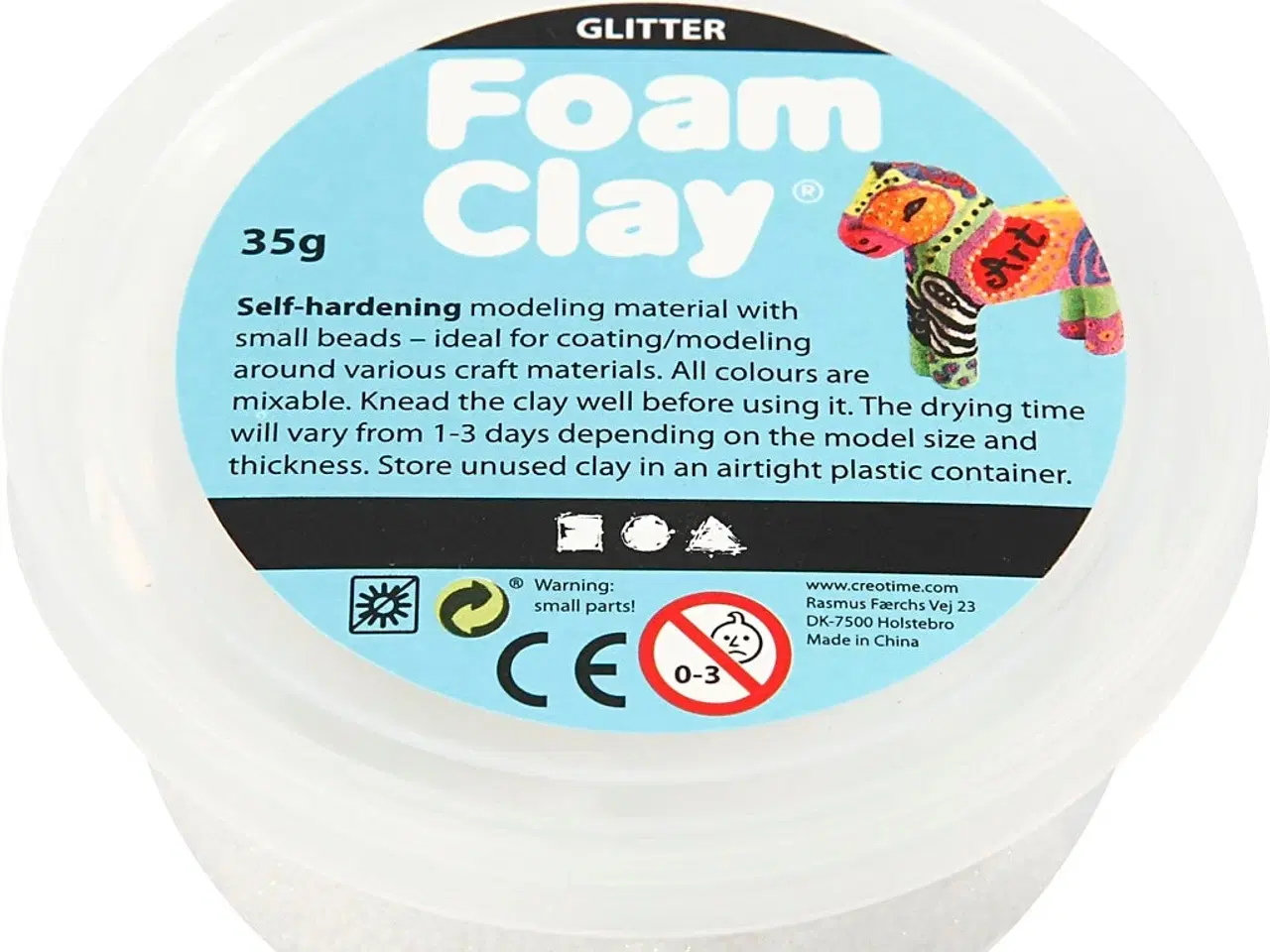 Billede 1 - Foam Clay®, glitter, hvid, 35g/ 1 ds.
