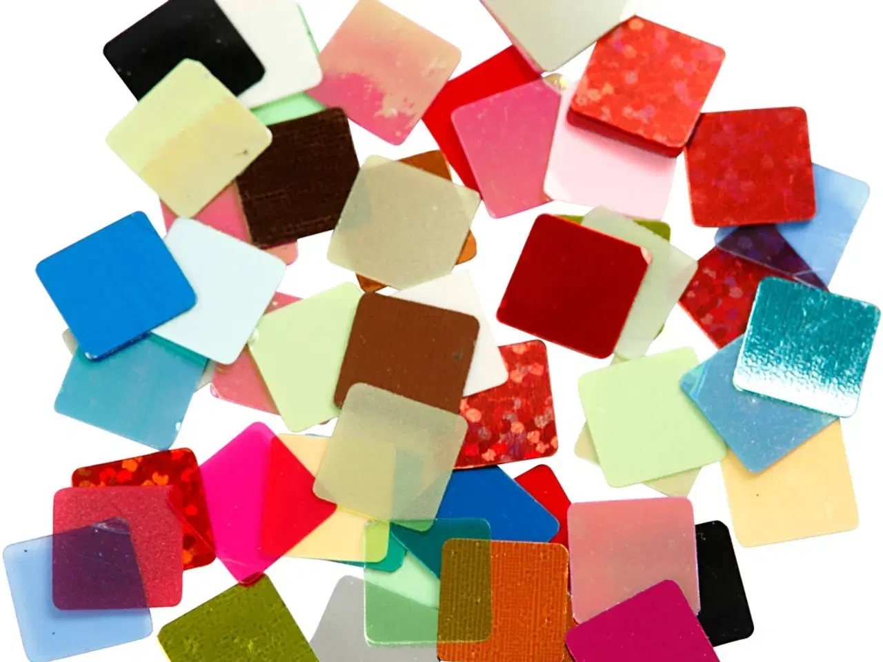 Billede 1 - Pailletmosaik 10x10 mm - Ass. farver, 250g