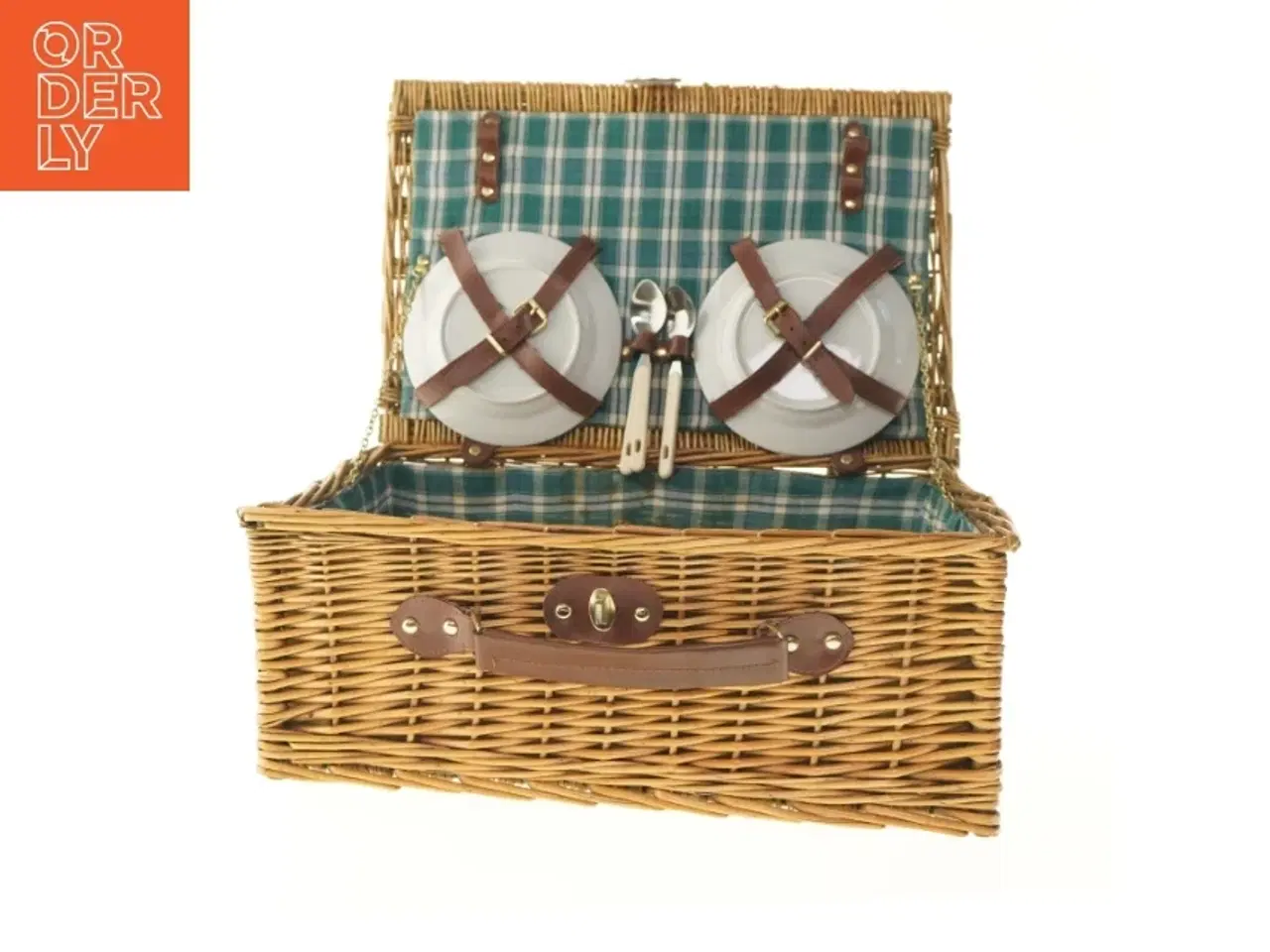 Billede 1 - Kurv med service til picnic (str. 45,5x30,5 cm)