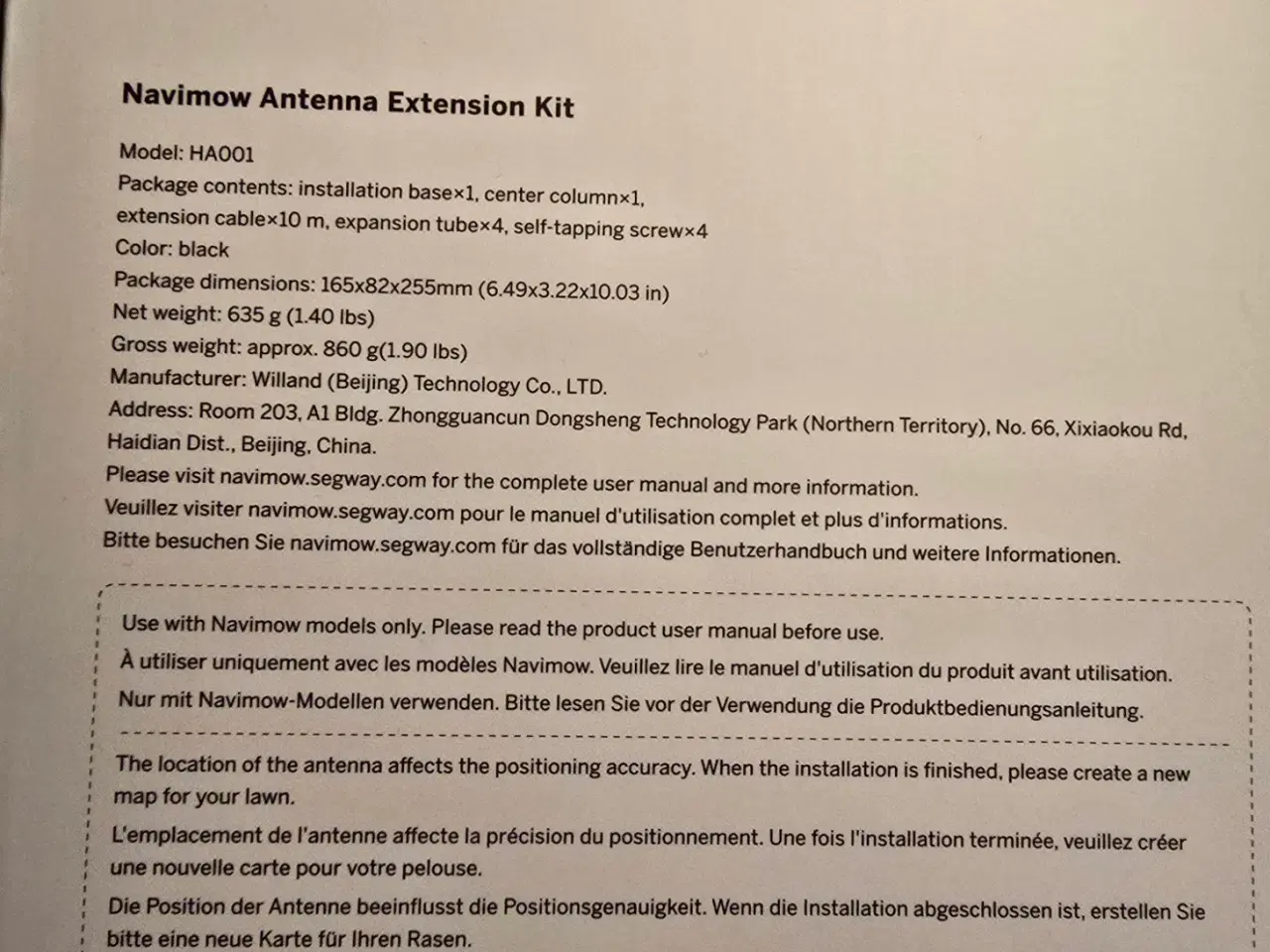 Billede 2 - Segway Navimow Antenne kit
