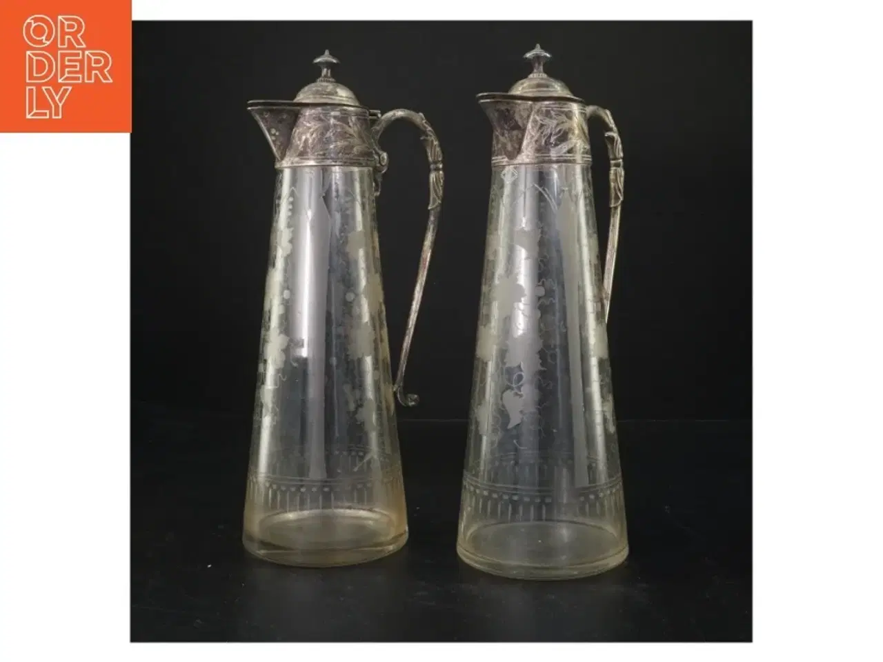 Billede 1 - Vintage glas kander med metal låg (str. 30 cm)