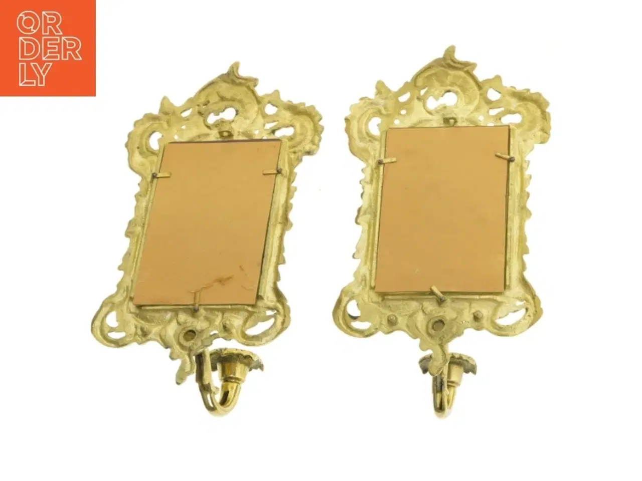 Billede 2 - Dekorative spejlrammer af messing med lyssestage (str. 28,5x16,5 cm)