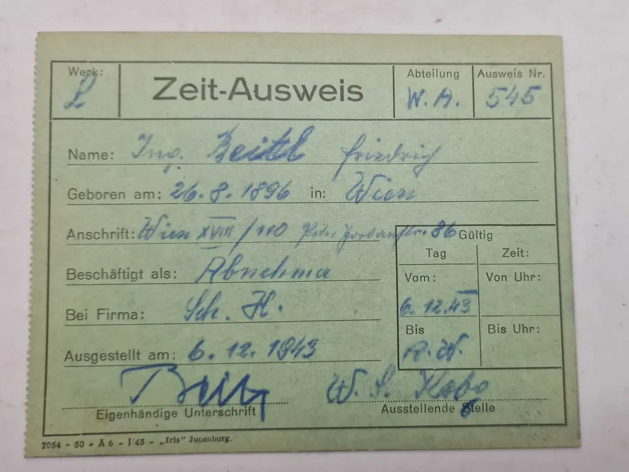 Billede 2 - WW2 - Lot, Arbeitsbuch + 5 dokumenter