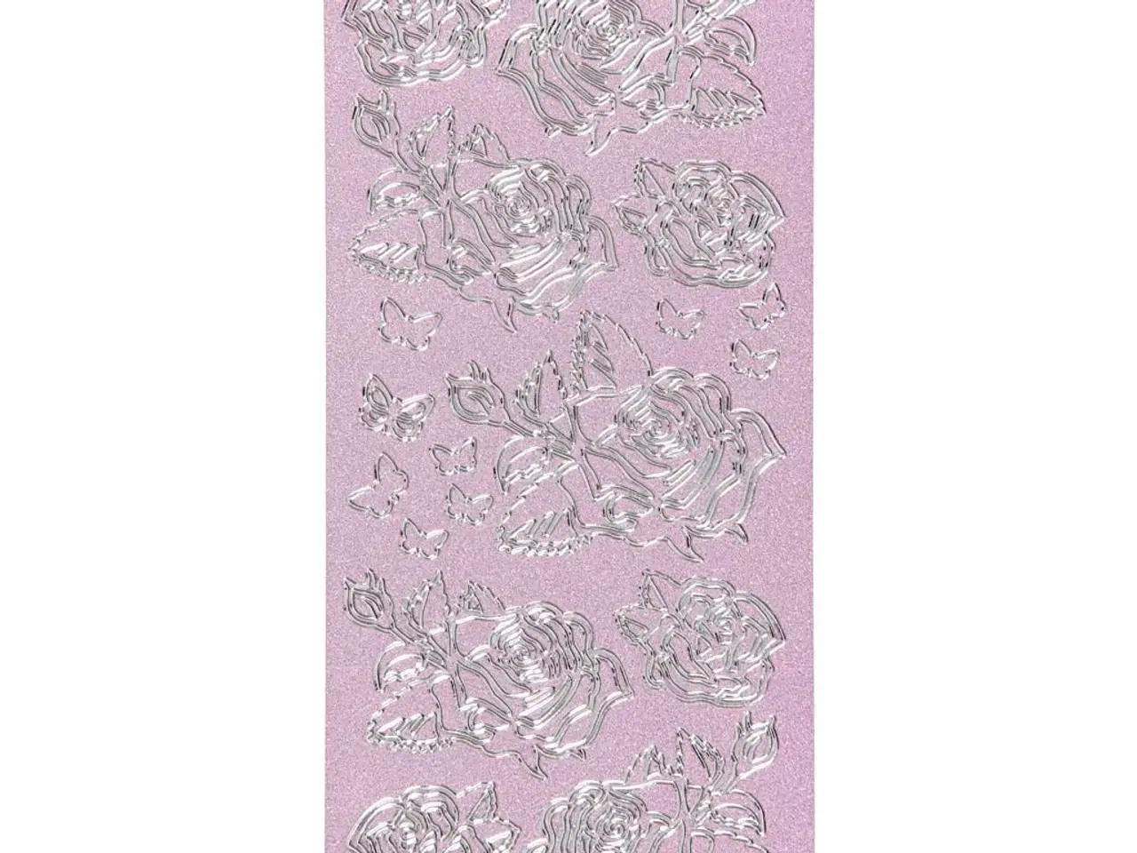 Billede 1 - Sølv Rosestickers - 10x23 cm, Selvklæbende Ark