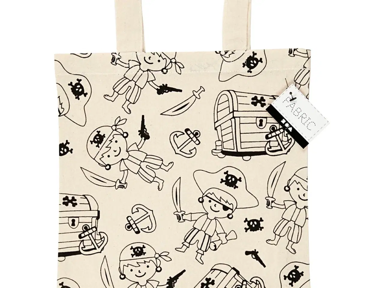 Billede 1 - Mulepose med piratmotiv - 100% bomuld, 27,5x30 cm