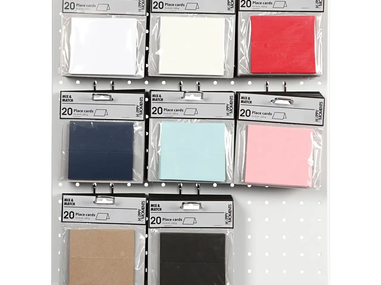 Billede 1 - Bordkort, str. 9x4 cm, 220 g, ass. farver, 8x10pk./ 1 pk.