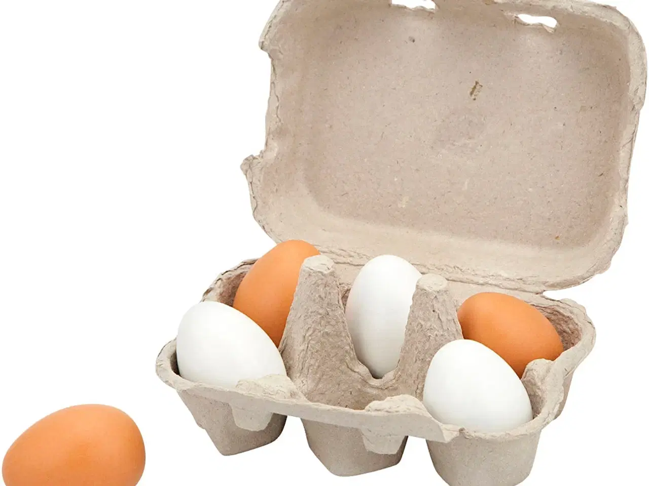 Billede 1 - VIGA Trææg Sæt - 6 Realistiske Æg til Leg og Læring