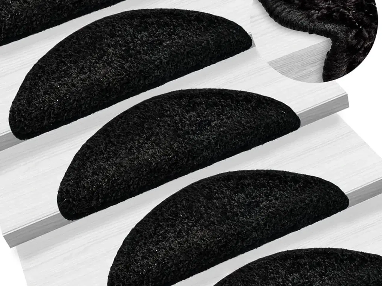 Billede 1 - Trappemåtter 15 stk. 56x17x3 cm sorte halvrunde