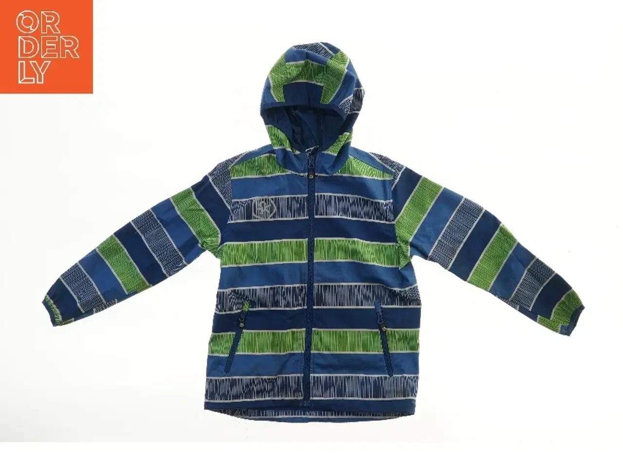 Billede 1 - Regnjakke med striber og hætte fra Color Kids (str. 128)
