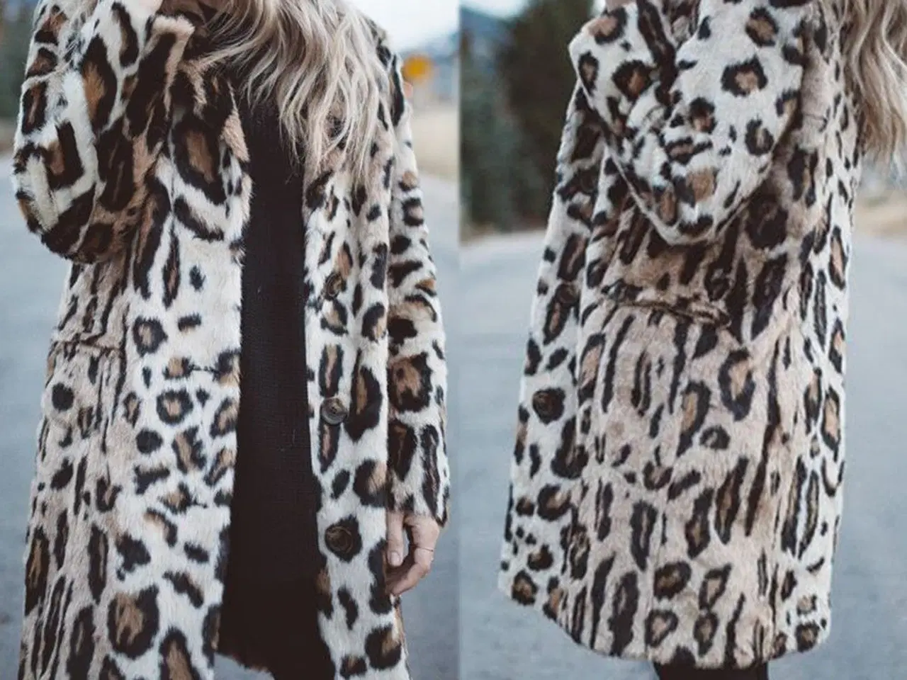 Billede 1 - frakke( cardigan)i Leopard print...  i  large.