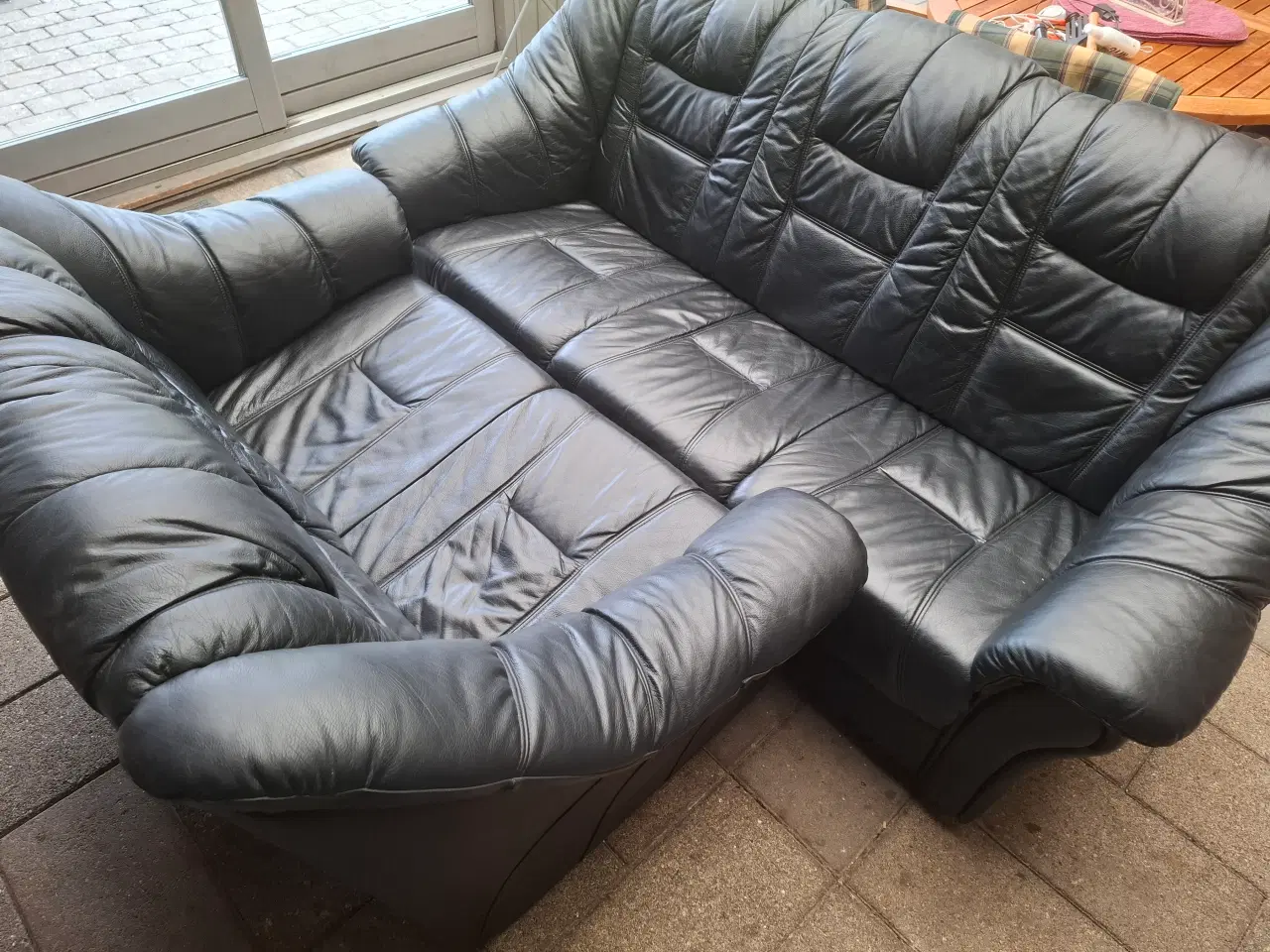 Billede 1 - Sofa grubbe 2 og 3 sort lædet