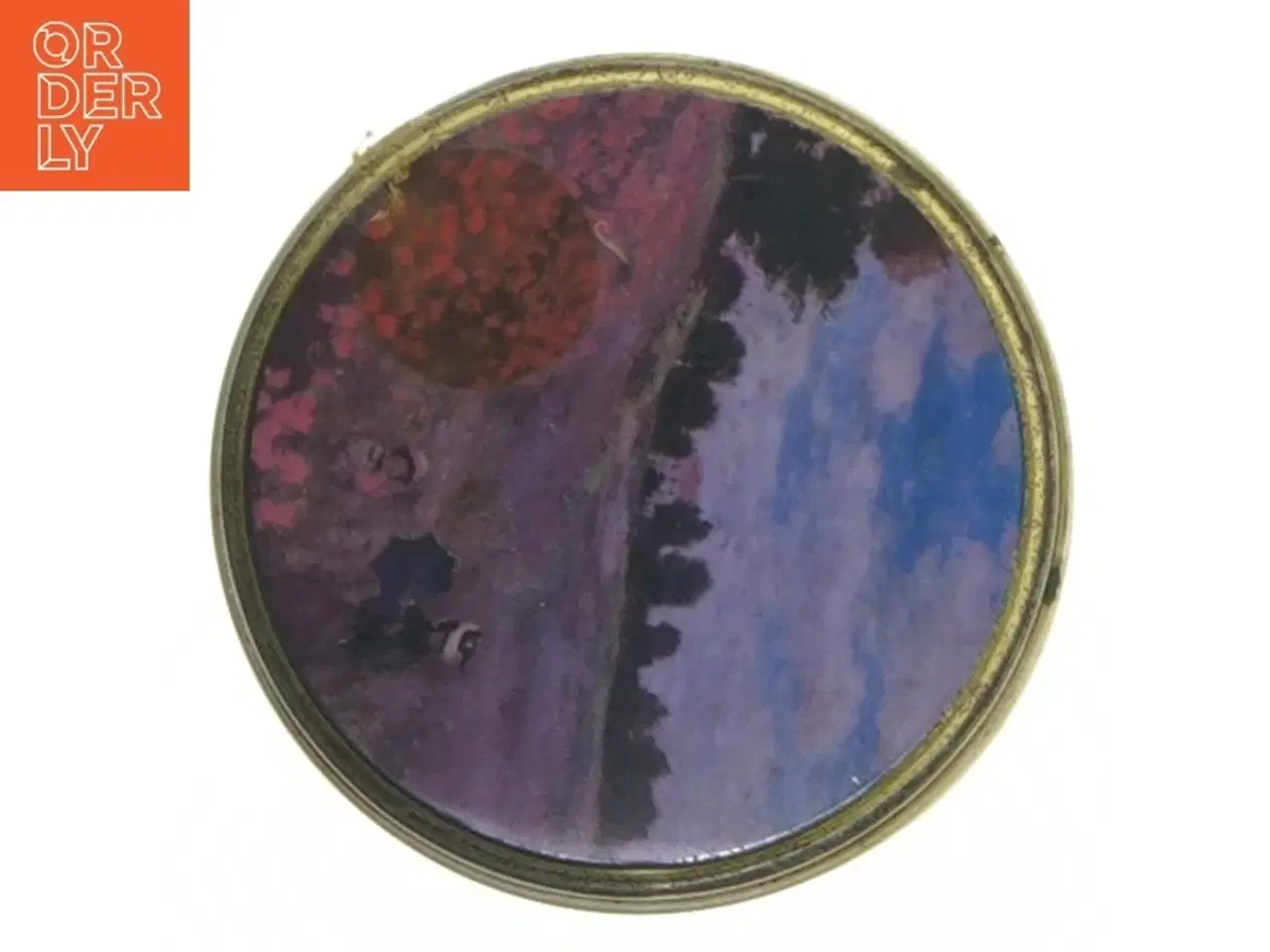 Billede 3 - Monet dekorativ metalæske (str. Ø. 7 cm. længde. 5,5 cm)