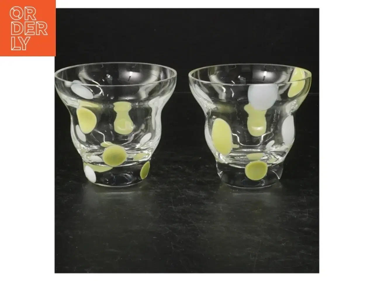 Billede 2 - Dekorativ glasvaser/fyrfadsstager med farvede pletter fra Rosendahl (str. 8,5 cm. 2 styk)