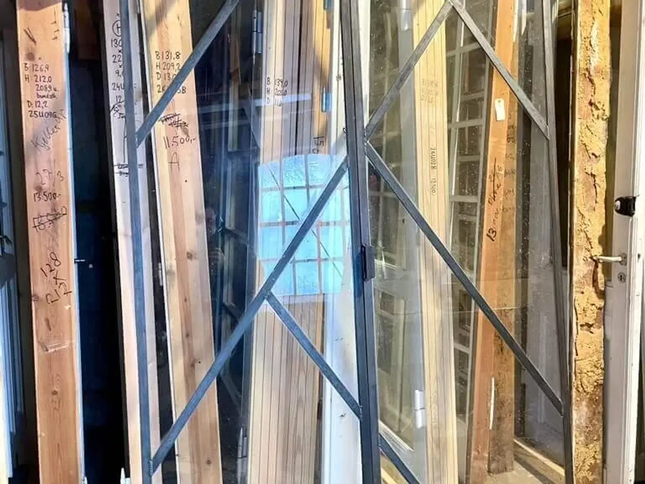 Billede 1 - Ny, dobbelt New Yorker-glasdør m. karm