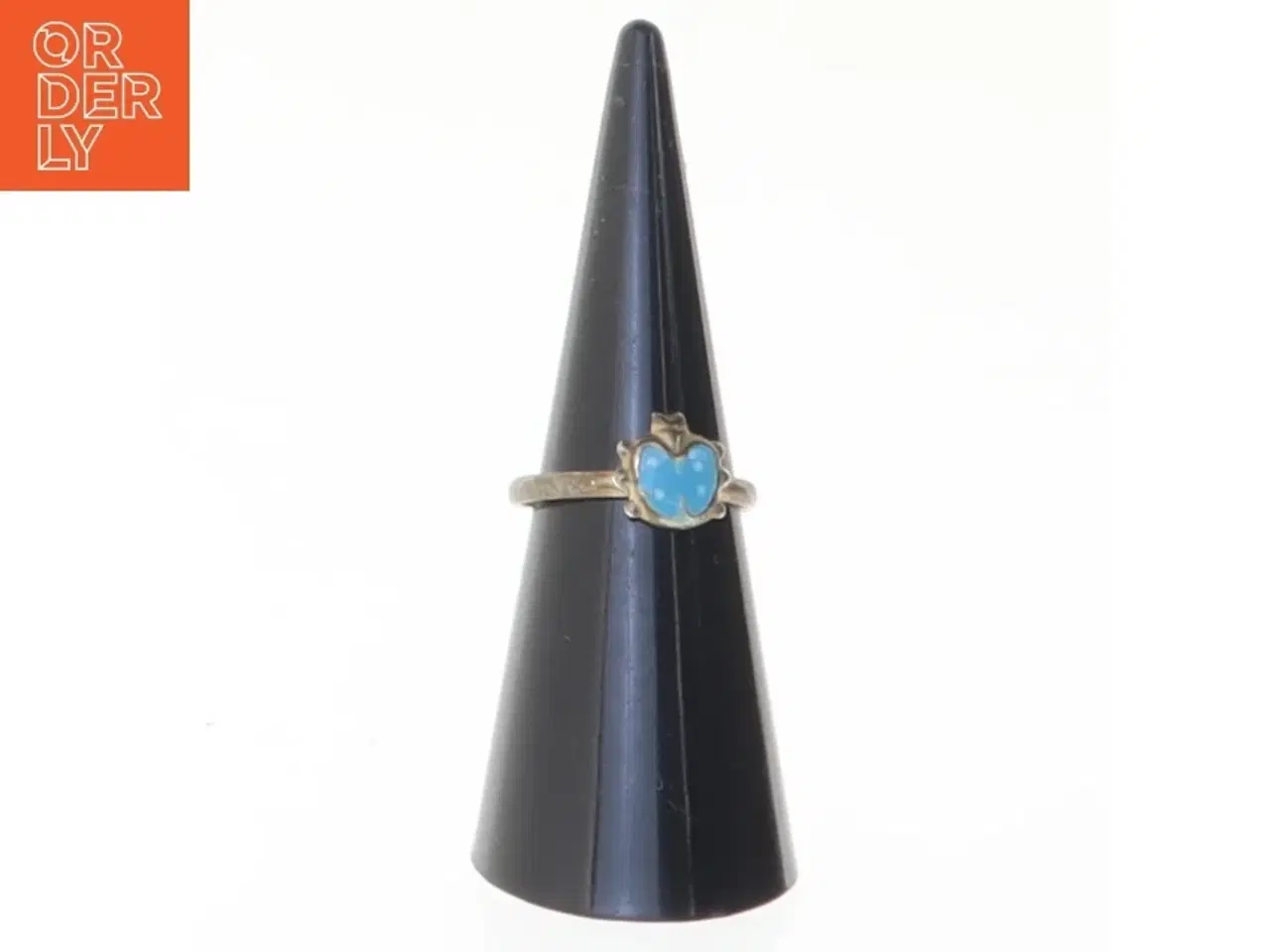 Billede 2 - Blå emalje hjerte ring (str. Diameter en og en halv cm)