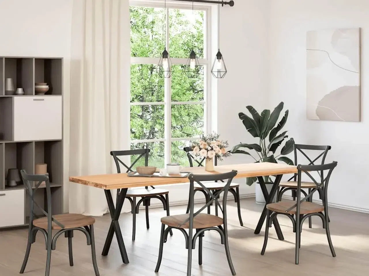 Billede 2 - Spisebordsben X-formet 2 stk. 57x(72-73) cm stål sort