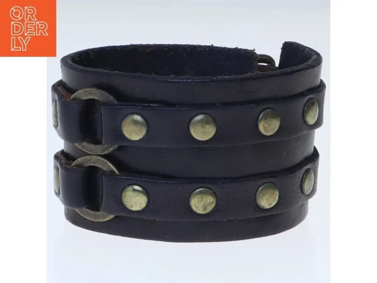 Billede 1 - Læderarmbånd med nitter (str. 8 cm)