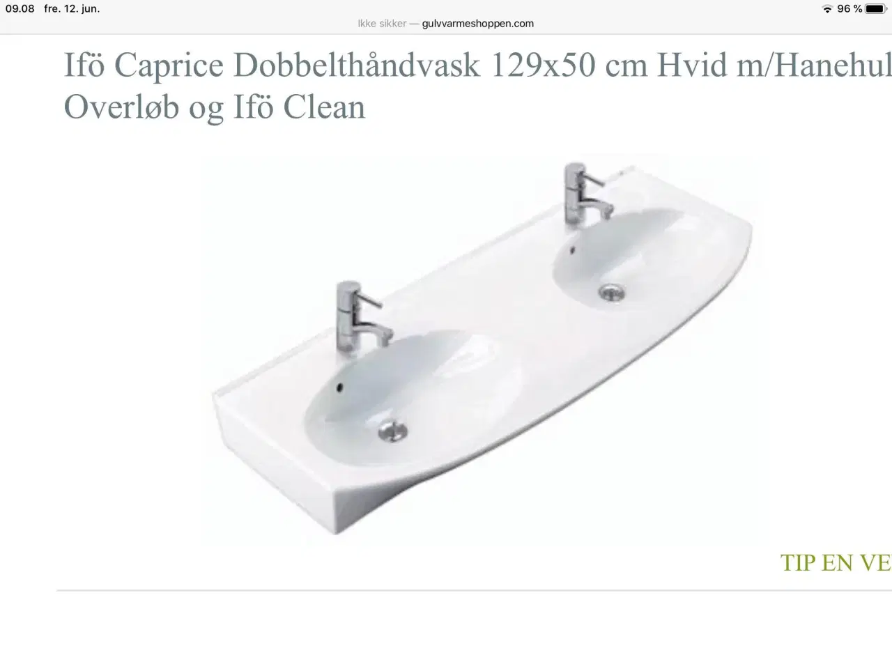 Billede 1 - Ifø Caprice dobbelt håndvask købes