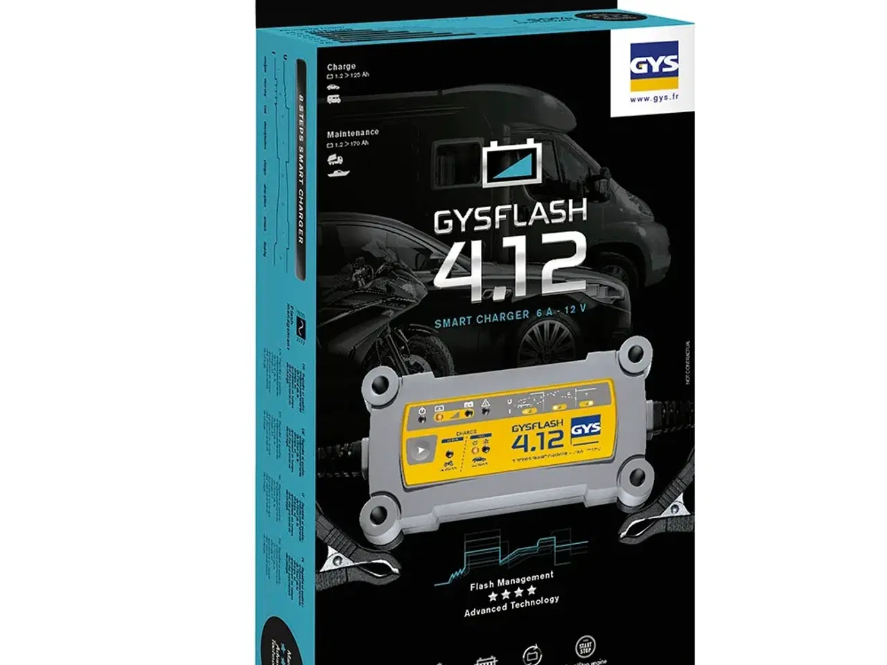 Billede 4 - Gysflash 4.12 4A oplader til små køretøjers 12V batterier
