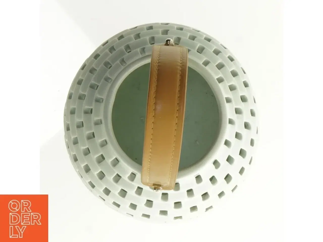 Billede 4 - Keramik Lanterne med læder strop håndtag (str. 19 x 19 cm)
