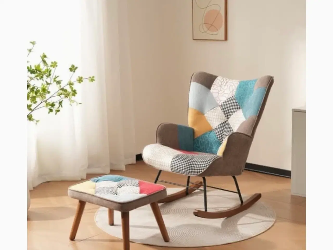 Billede 1 - Raumio patchwork læne/gyngestol med skammel